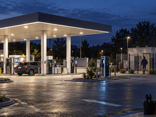 How can video analytics alerts be utilized in a network of gas stations?